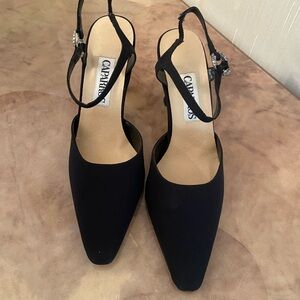 Caparros Black Slingback Kitten Heels